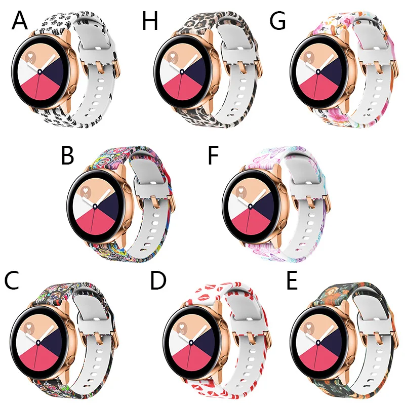 

Flower Printing Silicone Watchband for Samsung Galaxy Watch Active R500 42mm Gear S2 Amazfit Bip Bracelet Band Strap Correa