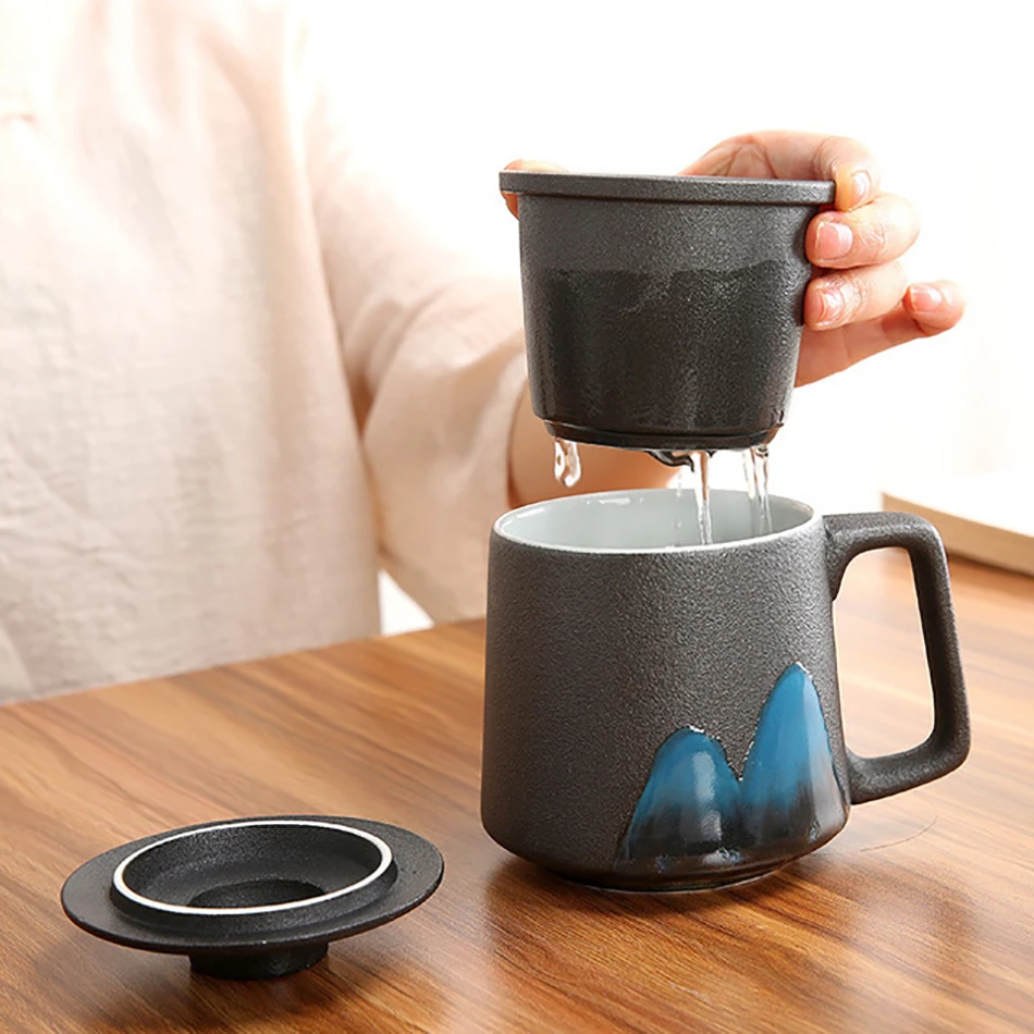 Керамическая фарфоровая чайная чашка кружки офисный заварник с фильтром большая емкость термос кружка чашка стакан чайная чашка