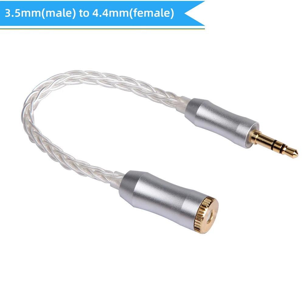 FDBRO 8 ядро серебрение Медь кабель 2,5/3,5/4,4 мм MaleTo 2,5/3,5/4,4 мм Женский сбалансированный конвертирование аудио кабель провод для наушников - Цвет: 3.5mm to 4.4 mm