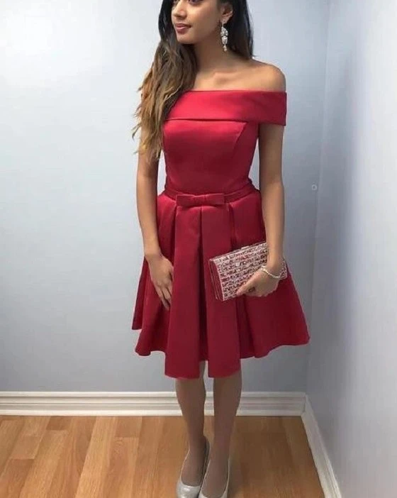 red off the shoulder hoco dress