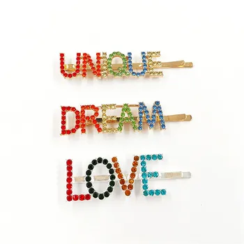 

Colorful Crystal Rhinestone Letter Shape Hairpin Imitation Pearl Clip Women's Hairpin Hair Accessories