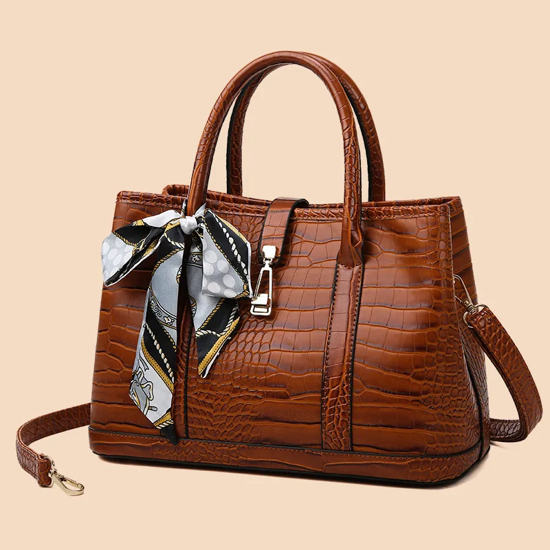 

Big Bag 2020 New Style Fashion Autumn And Winter Versatile Crocodile Pattern Silk Scarves Women's Hand Shoulder Oblique Square B