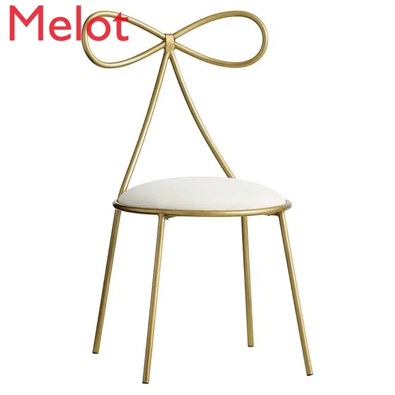 15%,Quality Metal Chair Fashion Nordic Bar Leisure Stool Modern Dining Party Seat with Bow Shape Backrest & High Foam Sponge