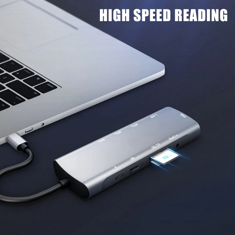 Набор контактов для тестирования 10 в 1 Тип C на HDMI VGA USB Hub устройство для считывания с tf-карт для портативных ПК адаптер конвертер компьютер ND998