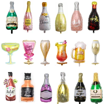 

Wine Champagne Whiskey Bottle Cup Foil Balloons 30th Birthday Party Valentines Wedding Decors Air Balloon Decoration Supplies