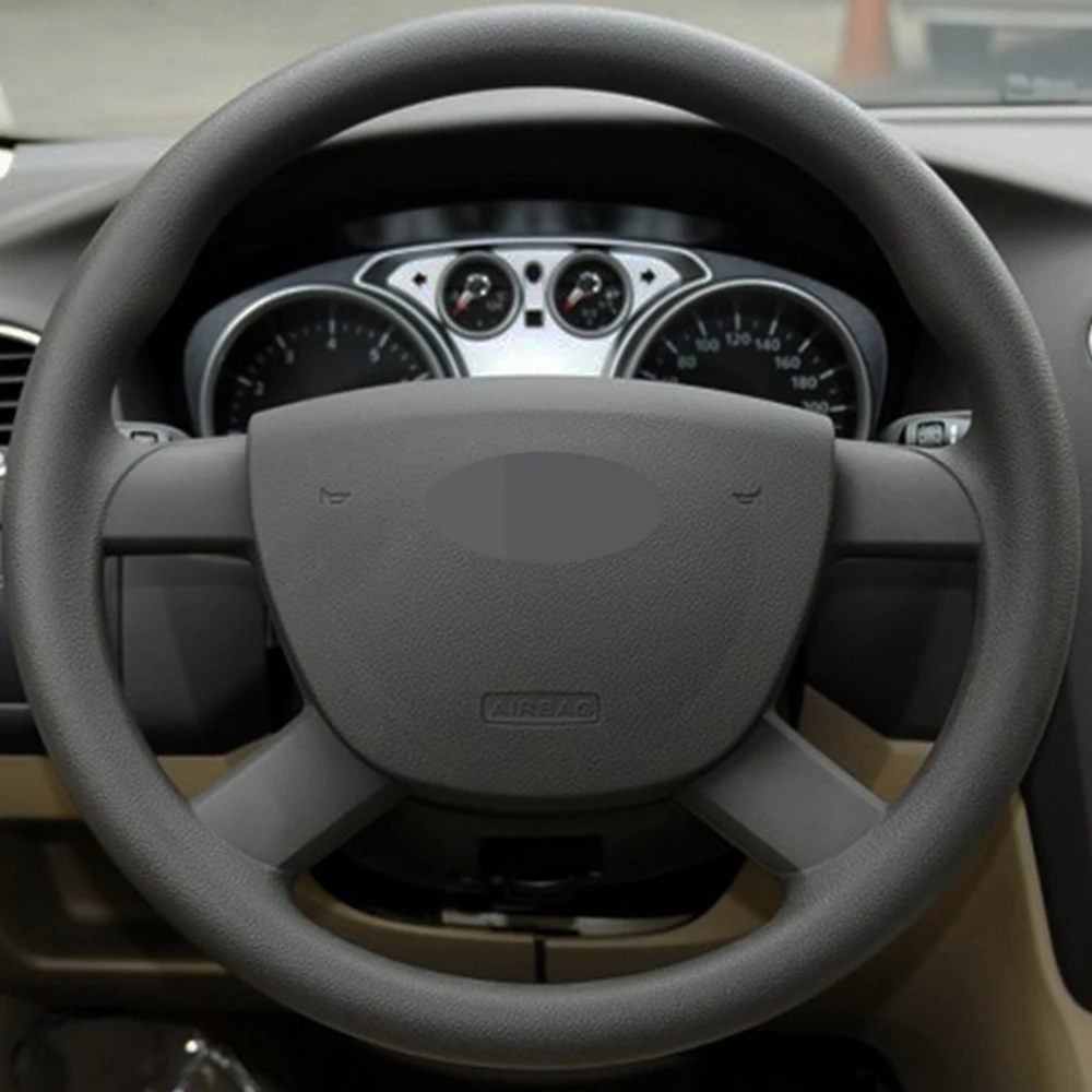 Чехол рулевого колеса автомобиля для Ford Kuga 2011 2008 Focus 2 2005 C MAX 2007 2010 Transit DIY черная