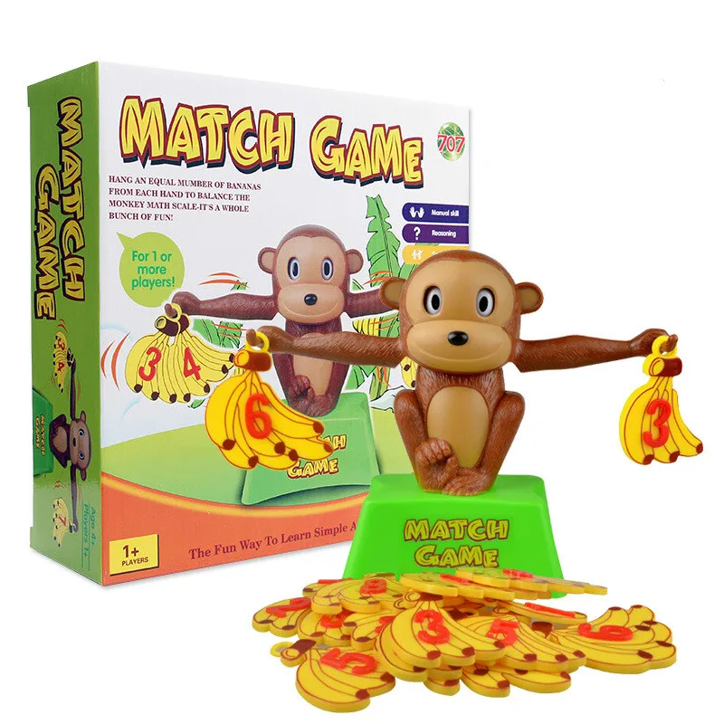 

Math Match Game Board Toys Monkey Puppy Balancing Scale Number Balance Games Montessori Baby Learning Toy Animal Action Figures