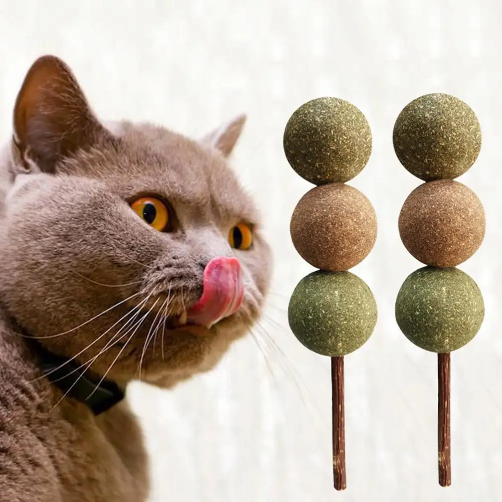 

Natural Catnip Pet Cat Kitten Matatabi Silvervine Cleaning Teeth Ball Stick Molar Chew Toy Snacks Sticks Pets Cleaning Teeth