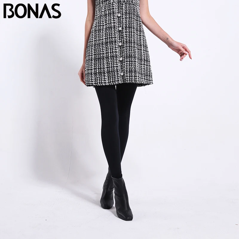 Зимние теплые колготки BONAS эластичные вельветовые толстые Collant Femme женские