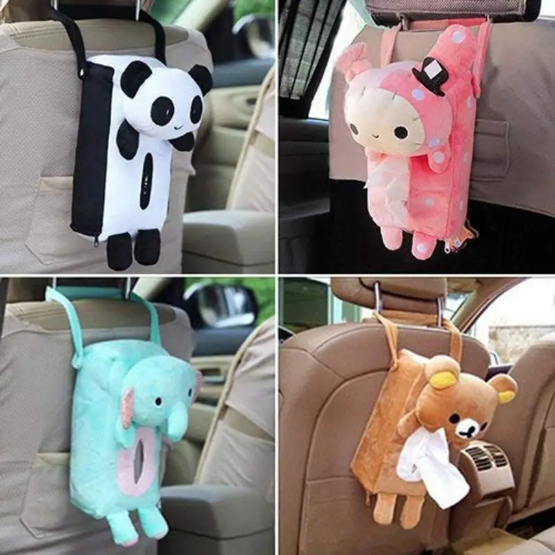 Универсальная автомобильная коробка для спинки сиденья, коробка для салфеток, креативный мультяшный милый держатель салфеток, коробка для салона автомобиля, аксессуары для автомобиля