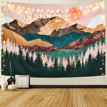 

Tapestry Natural Landscape Sun Forest Mountain Tapestry Boho Beauty Hanging Hippie Printed Wall Wall Carpet Psychedelic