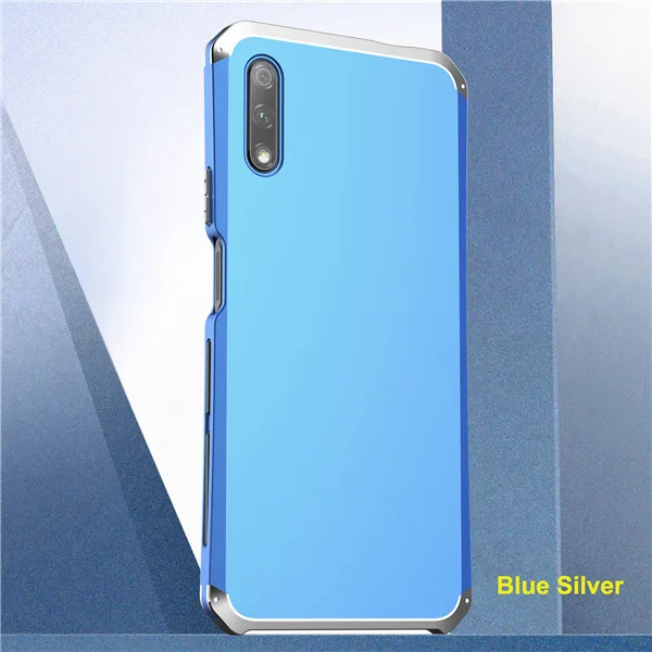 Blue Silver Противоударный металлический бронированный чехол для huawei Honor 9X Pro, металлический алюминиевый жесткий чехол из поликарбоната, чехол для huawei Honor 9X, чехол Coques - Цвет: Blue Silver