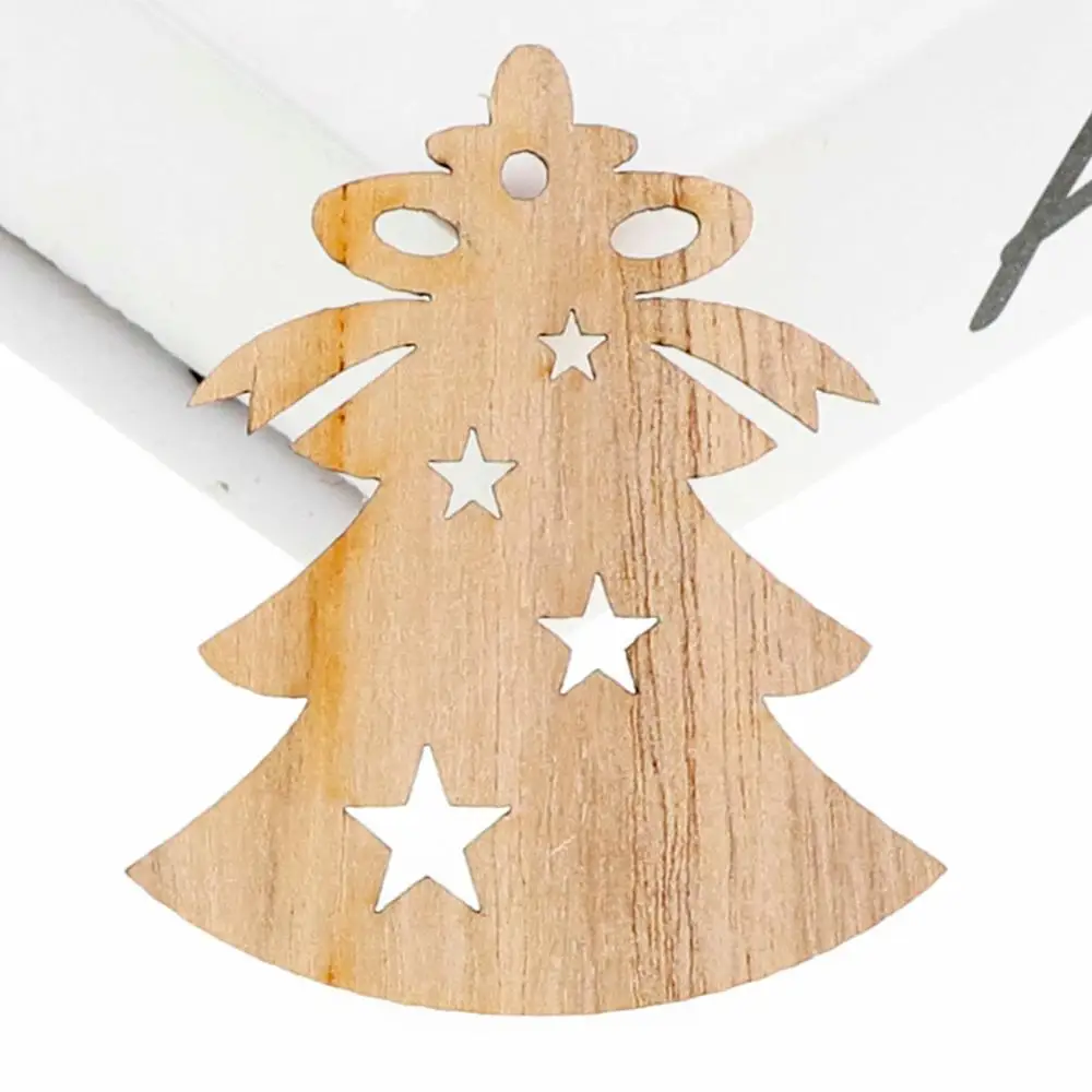 Рождественская серия DIY полый деревянный чипборд для Елочное украшение деревянные фишки ручной работы граффити Снежинка Санта Клаус - Цвет: 10pcs size 1