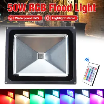 

50W RGB LED Flood Light Outdoor Garden Waterproof IP65 Remote Color Changing Floodlight AC85-265V 5000LM