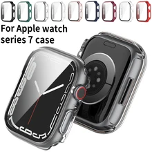 

Glass+Cover for Apple Watch Series 7 Case 41mm 45mm Full Screen Protector Hard Matte PC Bumper for Iwatch 7 Accessorie