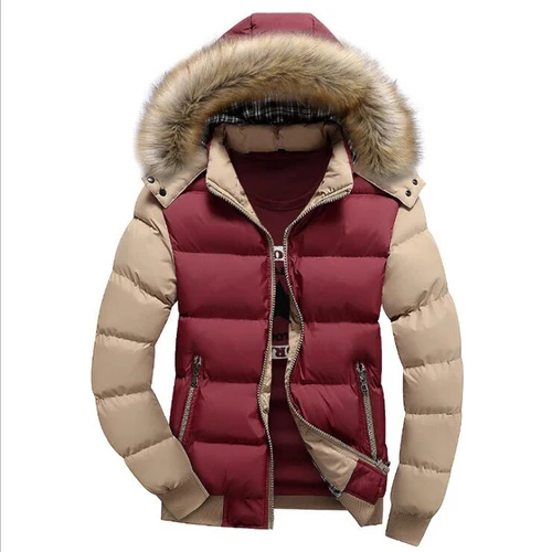 AKSR, новинка, брендовая зимняя куртка, Мужская теплая парка, куртка большого размера, модная брендовая меховая шапка с капюшоном, мужская верхняя одежда, пальто, парка Abrigo Hombre - Цвет: Red-Khaki