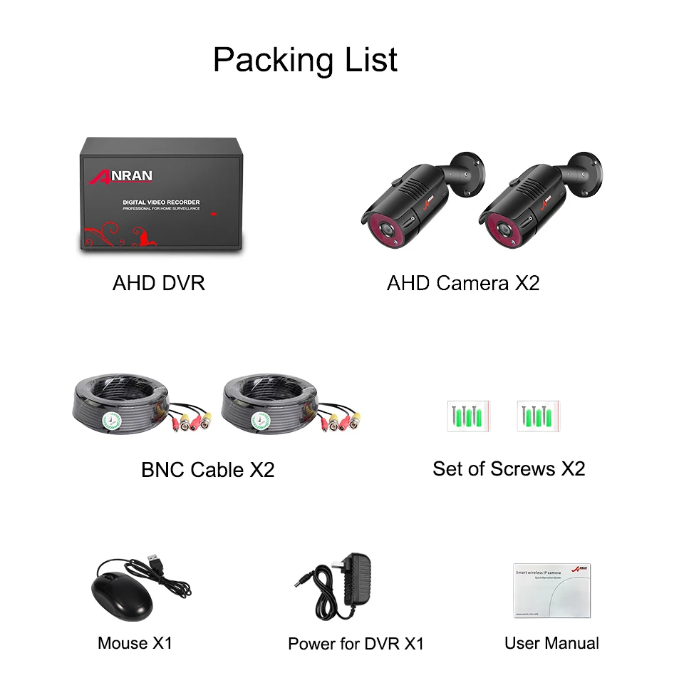  ANRAN AHD DVR CCTV Security System 1080P IR Night Vision AHD Camera System Indoor&Outdoor 4CH DVR V - 4.00014E+12