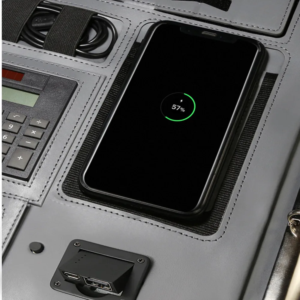 Business portable clutch bags wireless wired charger mobile phone tablet computer stand charging treasure calculator A4 notebook