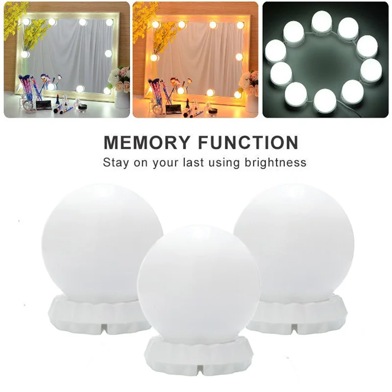 

3 Color 5V/USB Makeup Lights Cosmetic Lamp Hollywood Style Dimmable String Light Dressing Table Luminous Bathroom Mirror 10W