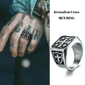

RING OF JERUSALEM CROSS OF JERUSALEM STAINLESS STEEL SIGNET RINGS