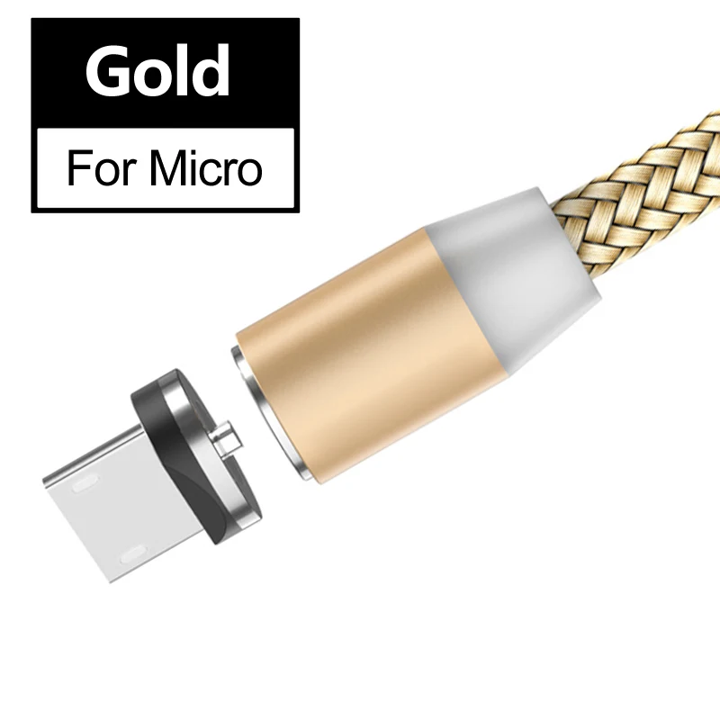 Магнитный USB кабель для быстрой зарядки для samsung Galaxy M10 M20 A10 A30 A40 A50 A2 Core A70 A8S 2 A20E/A10E M40/A60 NOTE10 Pro - Цвет: Gold Micro Cable
