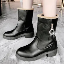 Женские кроссовки; модная женская замшевая обувь на молнии с квадратным каблуком; теплые зимние ботинки; ботинки с круглым носком; прогулочная обувь; повседневная женская обувь