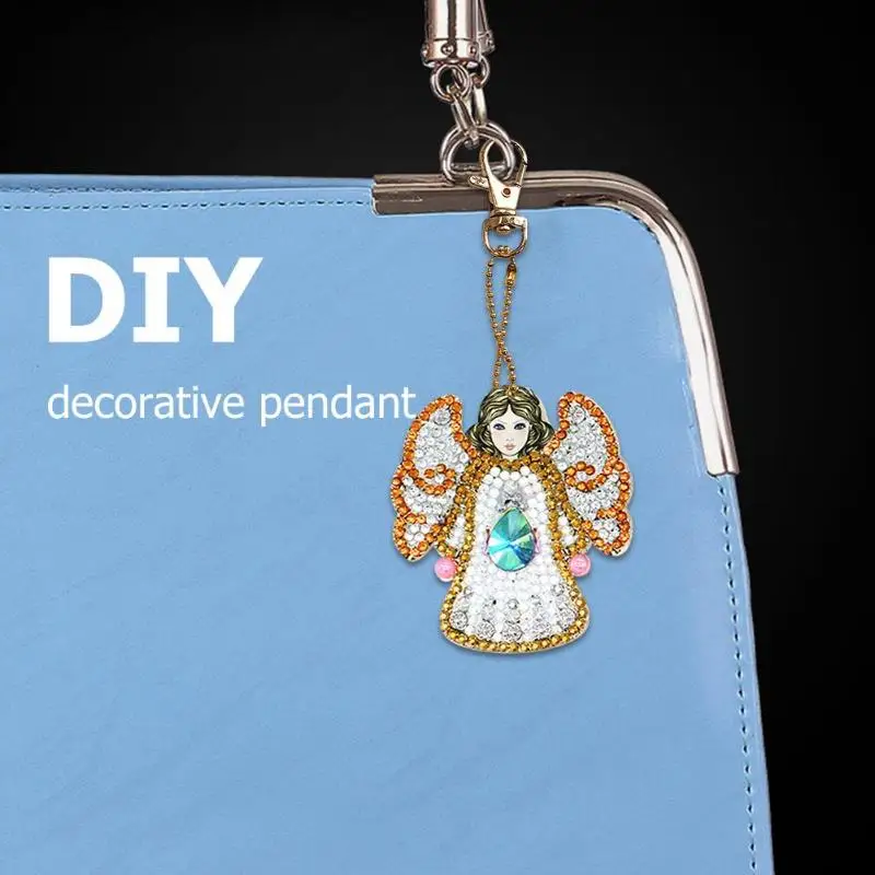 5 шт. DIY Полный Дрель Алмаз особенной формы картина ангел Мода брелок креативный в форме Ангела Брелок Сумка висячие украшения