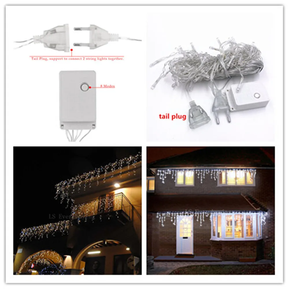 5M Christmas Garland kurtyna LED girlandy z lampkami w kształcie sopli Droop 0.4-0.6m Garden Street Mall okap dekoracja zewnętrzna bajkowe oświetlenie 6 5M Christmas Garland kurtyna LED girlandy z lampkami w kształcie sopli Droop 0.4-0.6m Garden Street Mall okap dekoracja zewnętrzna bajkowe oświetlenie 6
