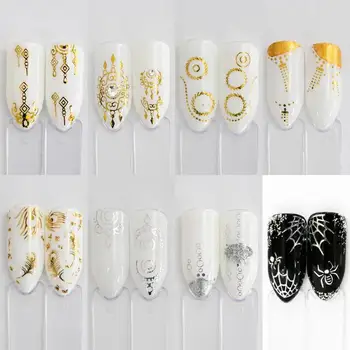 

30pcs/set Gold Silver Nail Water Sticker Feather Flower Sticker Nail Nail Design Decoration Spider Art Manicure Decal For N D1T6