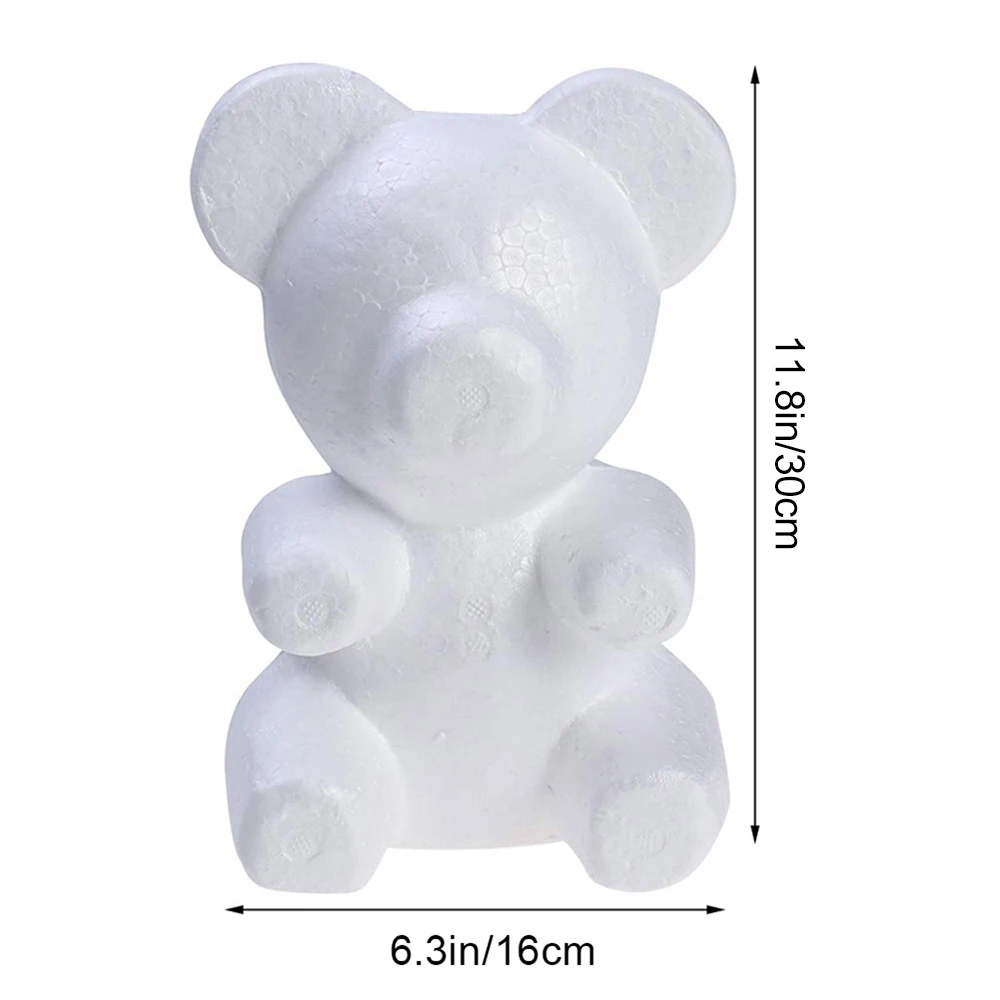 30CM Пасхальные вечерние 15 см/20 см/30 см пенополистирол белые украшения из пенопласта Медвежонок сердце шар для моделирования подарки ремесла цветок пенопласт медведь - Цвет: 30CM