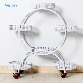 

JOYLOVE Multifunctional Indoor Green Dill Flower Pot Shelf With Wheels Space Saving Balcony Living Room Multi-layer European