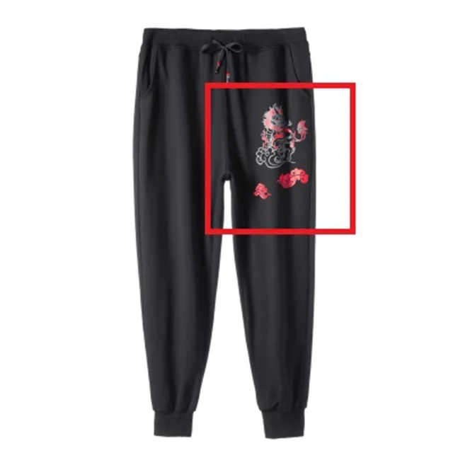 Black Большие размеры 6XL 7XL 8XL мужские спортивные брюки осенние брюки с драконом штаны в китайском стиле уличные штаны эластичные зимние спортивные брюки - Цвет: Black