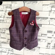Детский вельветовый костюм, жилет детский костюм для мальчиков Универсальный теплый жилет в клетку с цветочным узором для мальчиков и девочек