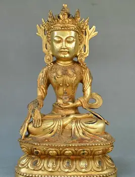

China Tibet Buddhism old Bronze carve gild Guanyin Kwan-yin Bodhisattva statue