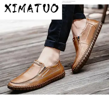 

Handmade Real Leather Men Shoes Genuine Leather Slip On Causal Shoes Breathable Loafers Mens Moccasins Shoes Big Size