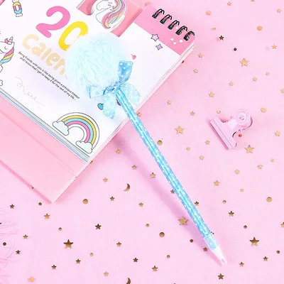 Blue Kawaii Плюшевые шариковые ручки креативные рекламные ручки шариковые ручки для школьников призы подарки канцелярские принадлежности - Цвет: Blue