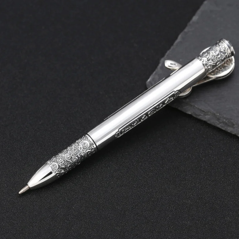 Стерлинговое Серебро, чистое серебро, креативный дизайн гравировки, шариковый кулон в виде перьевой ручки, S925 ювелирные изделия