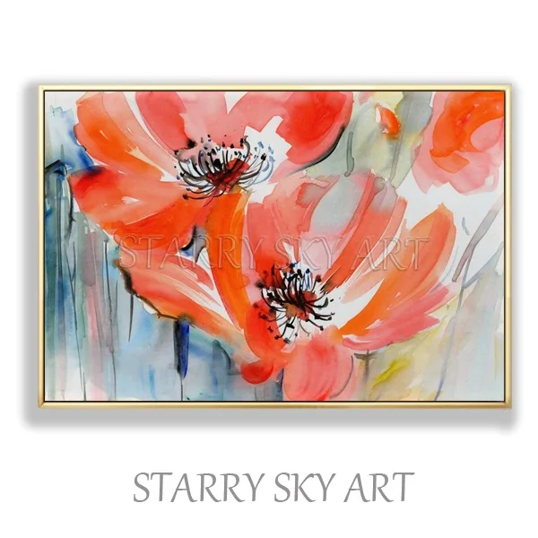 Flower Painting B Ручная роспись красивые стены Искусство Акварель стиль акриловые цветы живопись красивые цветы акриловая живопись для гостиной - Цвет: Flower Painting B