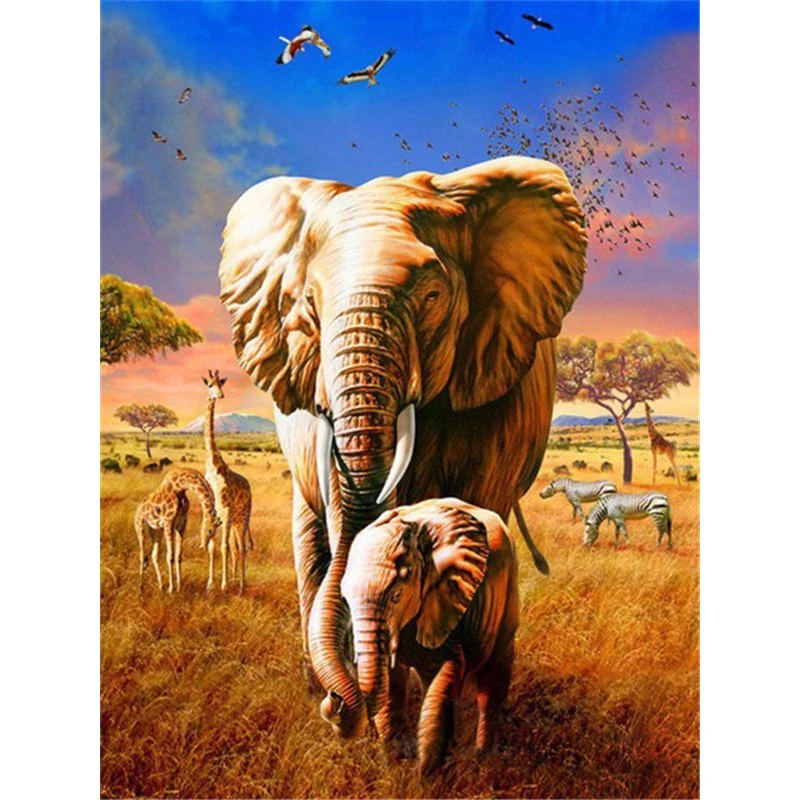 DIY Elephant 5D Diamond Painting Full Square/Round Drill Animal Diamont Embroidery Cross Stitch Kits Mosaic Home Decor Wall Art quilling needle price Needle Arts & Craft