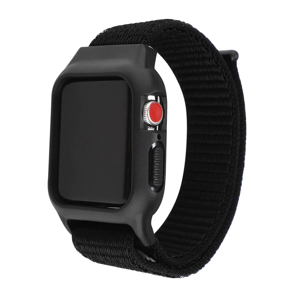Спортивный нейлоновый ремешок-петля для Apple Watch Series 2 3 4 5 Чехол-ремешок дышащий браслет для 44 мм 40 мм 42 мм 38 мм iWatch - Band Color: Dark Black