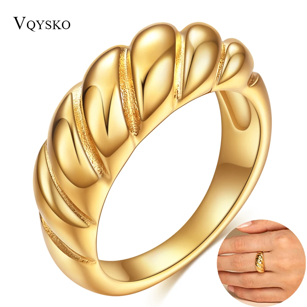 Women Weaving Twisted Gold Color Wedding Rings Stainless Steel Anillos Joyas De Mujer Jewelry Wholesale Drop Shipping