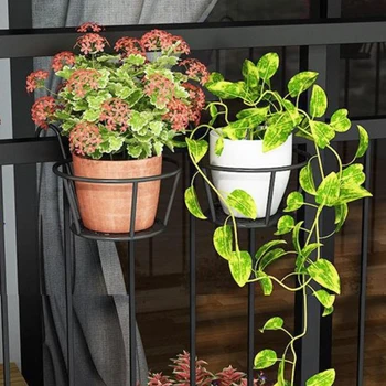 

4pcs Living Room Indoor Outdoor With Hooks Patio Garden Plant Stand Iron Art Hanging Basket Desktop Modern Bedroom Space Saving