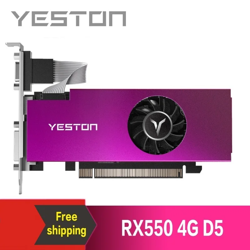Yeston Radeon RX550 4 Гб GDDR5 PCI Express 3 0 DirectX12 с одним гнездом Графическая карта VGA + HDMI DVI D
