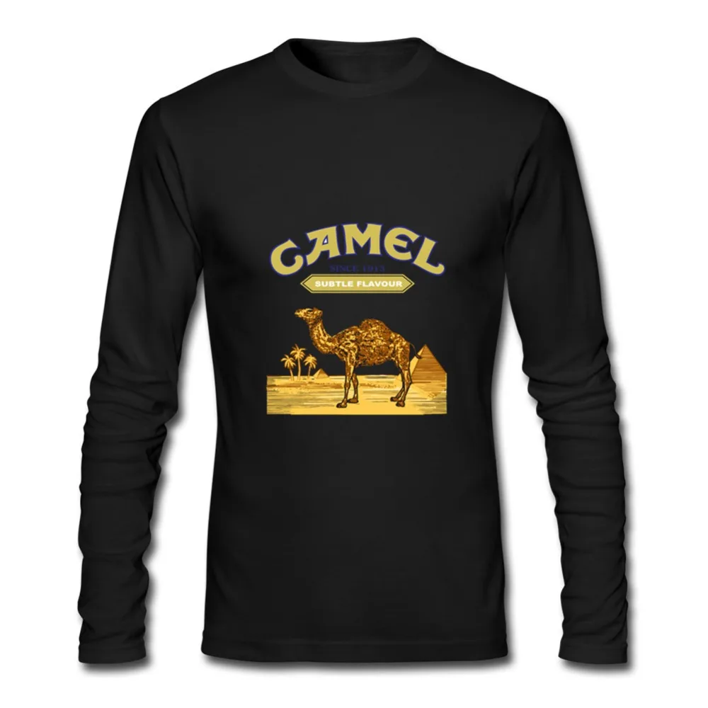 Мужская футболка 5 основных цветов, Camel, длинный рукав, тонкая футболка, Мужская Однотонная футболка, 3XL размер, с круглым вырезом