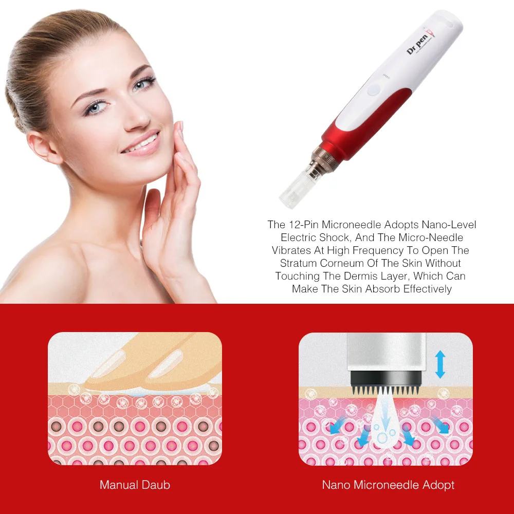 N2 W Dr pen Micro Needle Derma Stamp Therapy Beauty Tools с 6 шт. байонетным картриджем наконечники для игл