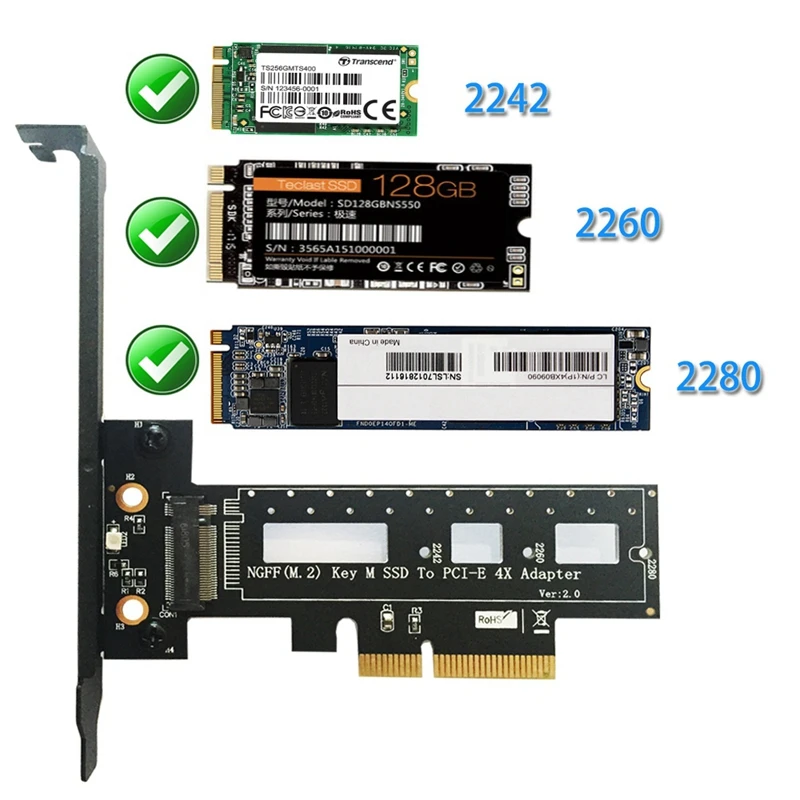 M Key M.2 Nvme Ssd Ngff Тип Для Pcie Pci-E Pci Express 4X адаптер с радиатором компьютерный адаптер для ПК