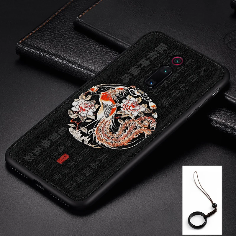 Для Xiao mi Red mi K20 Pro Note 7 5 mi 9T Pro mi CC9 CC9E A3 9 Lite 8 чехол противоударный из искусственной кожи с тиснением мягкая задняя крышка Funda - Цвет: Phoenix