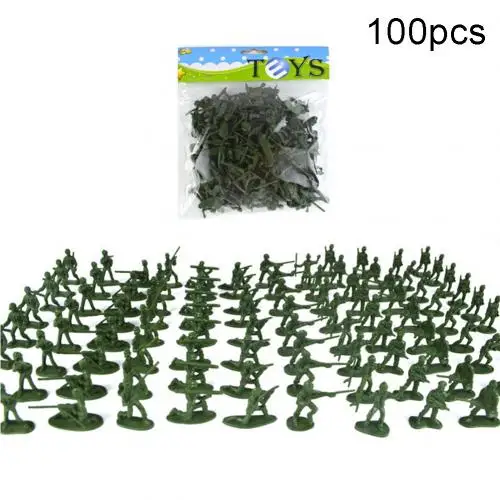 100Pcs Mini Classic Military Soldiers Figures Models Playset Desk Decor Toddler Army Men Kids Toy Gift Accessories Children Toy Green 100pcs