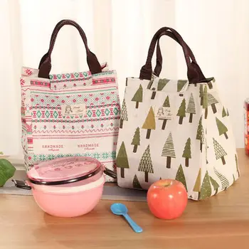 

New Cute Thickened Lunch Bag Cartoon Insulation Bags Waterproof Tree Whale Print Handbag Lunch Boxes for Students Office Ladies