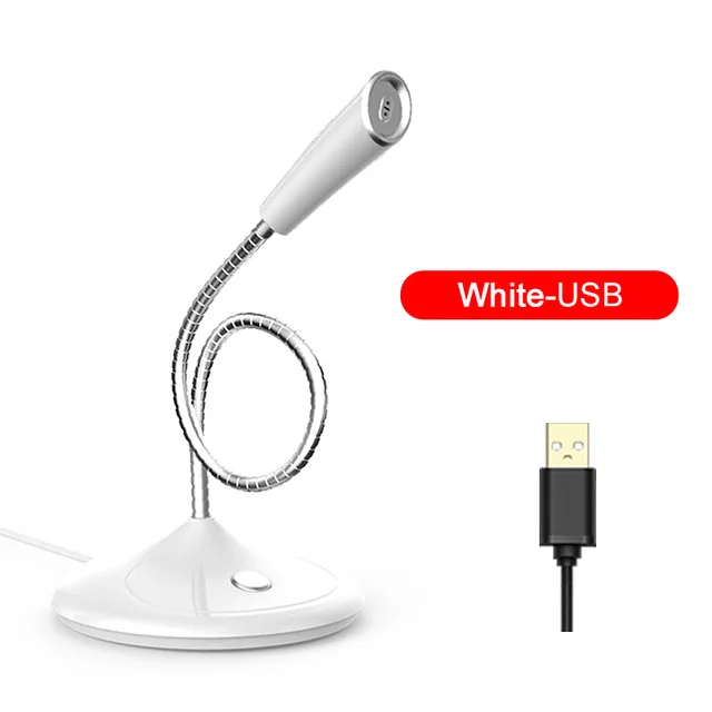 white-usb Popu Pine компьютерный микрофон 360 ° свободно регулируется студийный речевой микрофон игровой чат USB микрофон ПК ноутбук Настольный - Цвет: white-usb